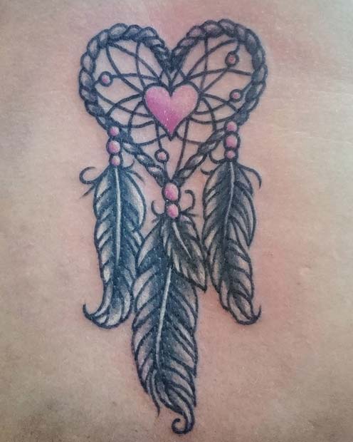 Aranyos Heart Dream Catcher Tattoo Idea