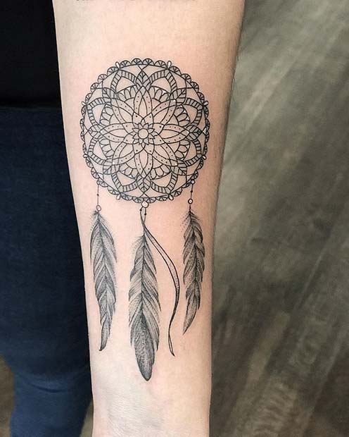 Mandala Dream Catcher Tattoo Design 
