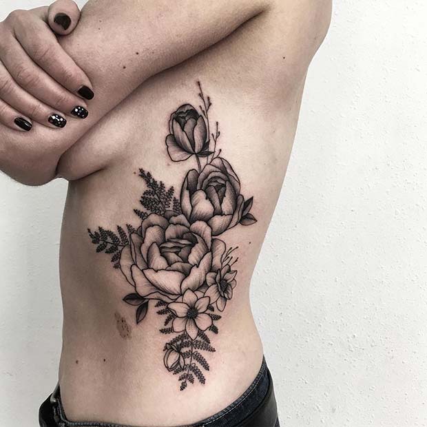 गुलाब का फूल Rib Tattoo Badass Tattoo for Women