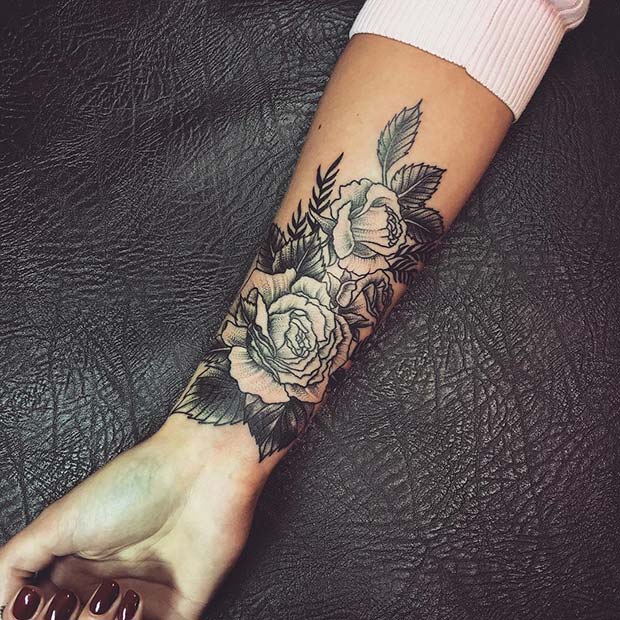 ดอกกุหลาบ Arm Tattoo for Badass Tattoo for Women