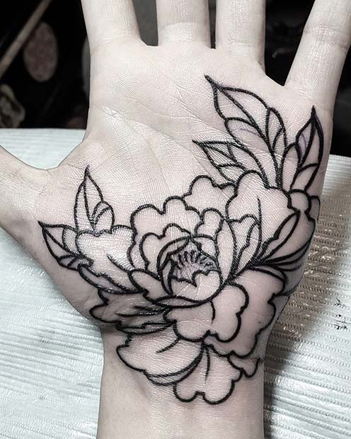 Floral Palm Tattoo for Badass Tattoo Idea for Women