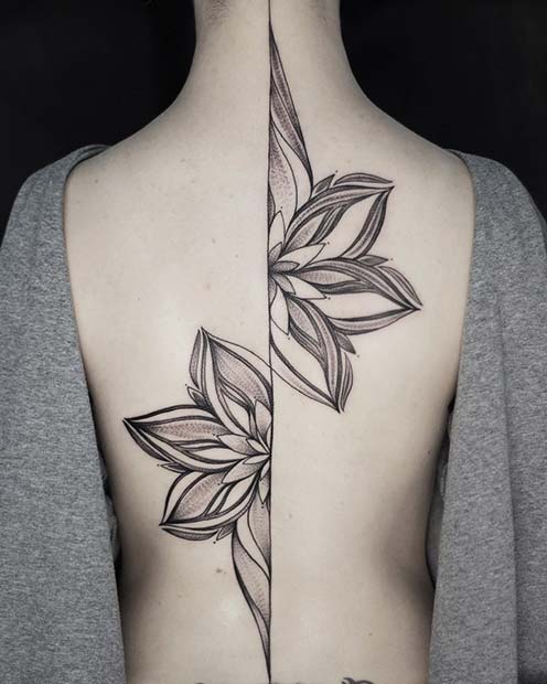 Floral Back Tattoo for Badass Tattoo Idea for Women
