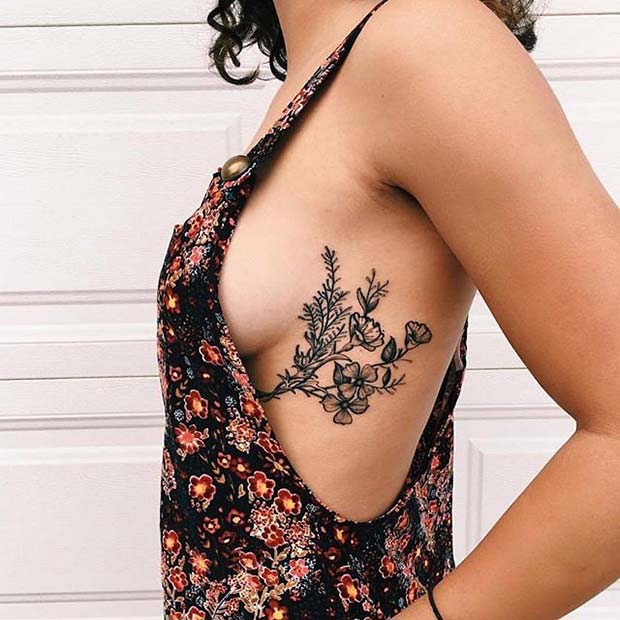 Floral Rib Tattoo for Flower Tattoo Ideas for Women 