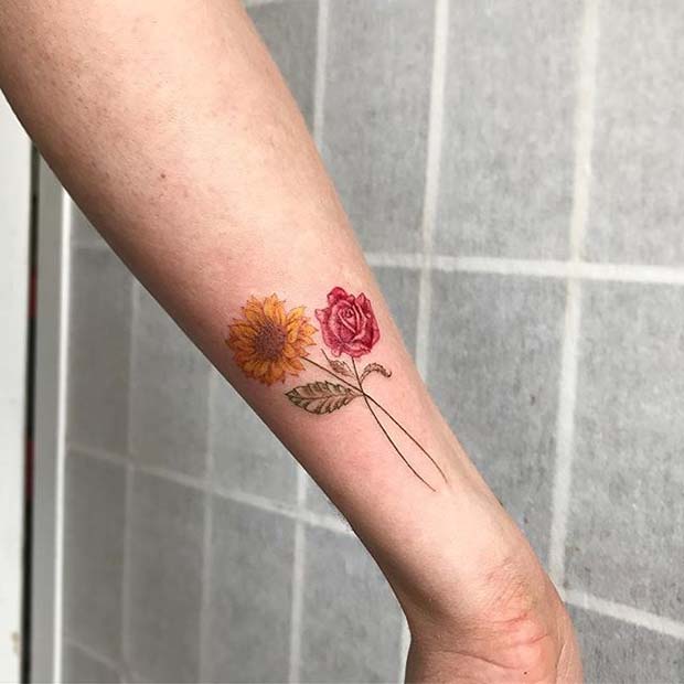 มีสีสัน Flower Tattoo for Flower Tattoo Ideas for Women 