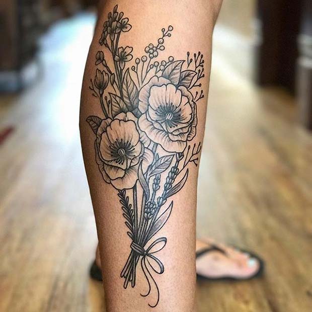 ดอกไม้ Bouquet Tattoo for Flower Tattoo Ideas for Women 