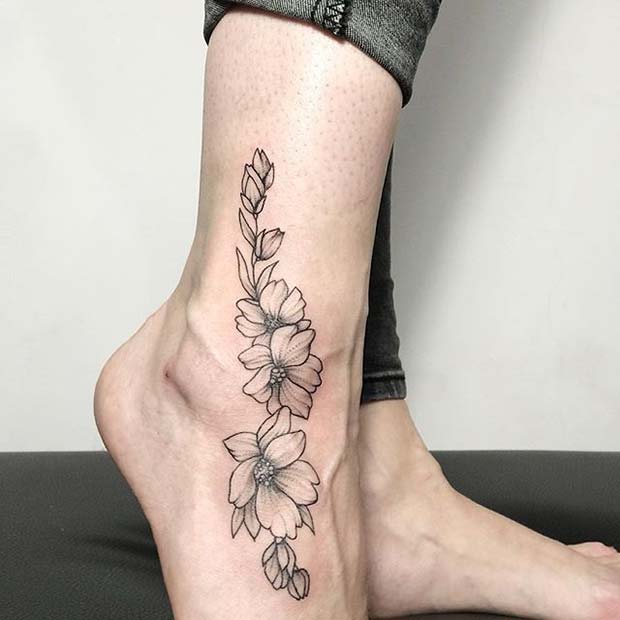 ดอกไม้ Foot Tattoo for Flower Tattoo Ideas for Women 