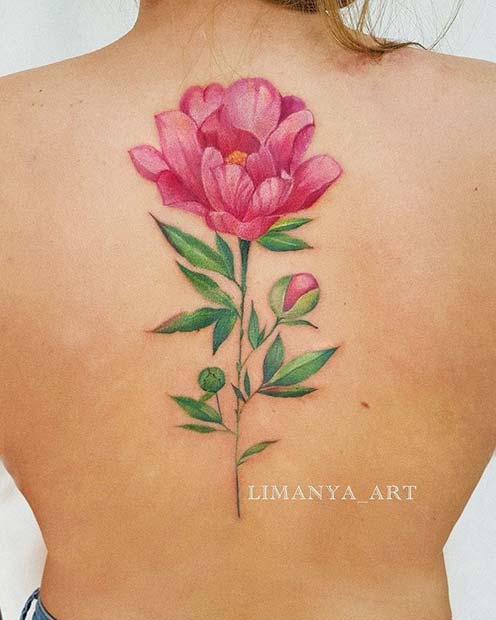 gyönyörű Flower Back Tattoo Idea