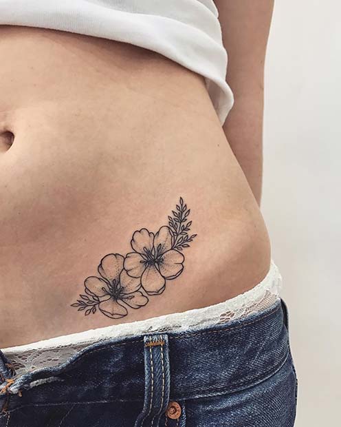 Floral Hip Tattoo Idea
