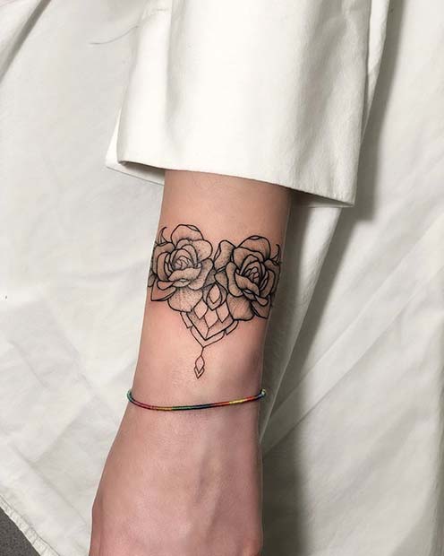 Floral Bracelet Tattoo Idea
