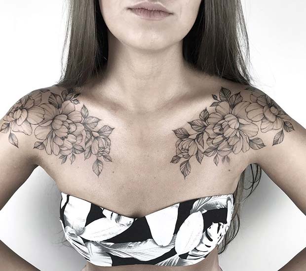 ดอกไม้ Shoulder Tattoo 