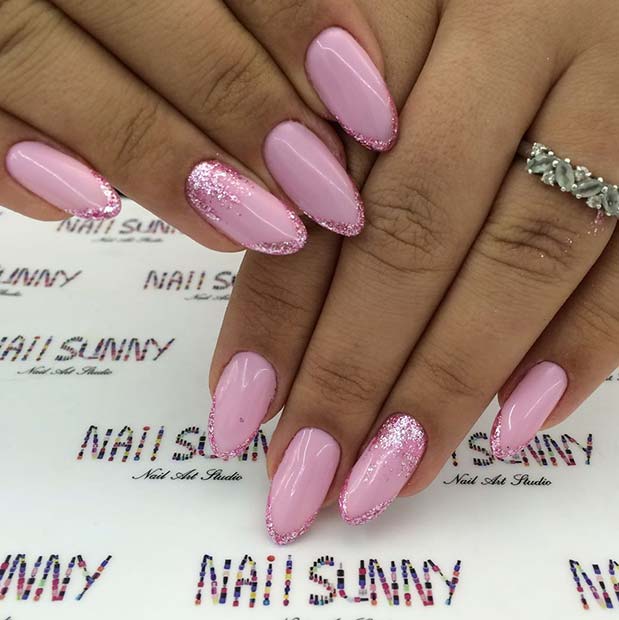splendid Pink Glitter Nails