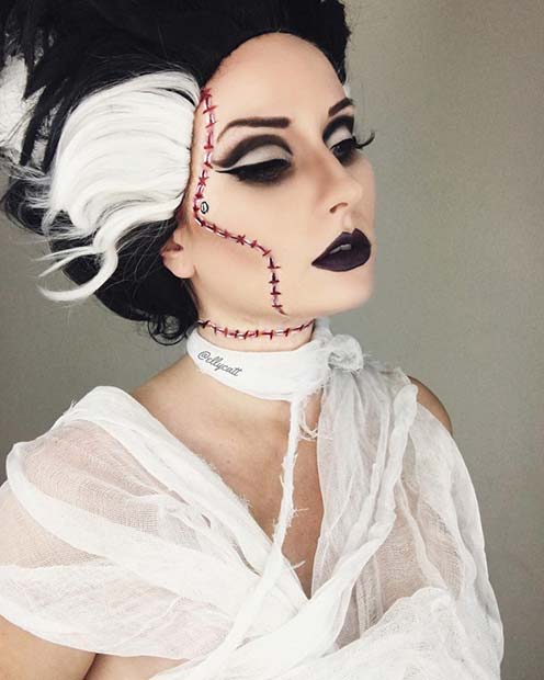 Mireasă of Frankenstein for Best Halloween Makeup Ideas