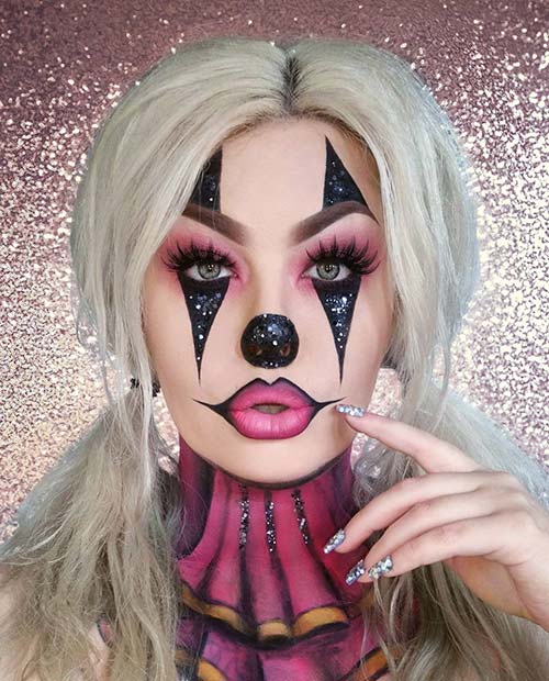 Glam Circus Clown for Best Halloween Makeup Ideas