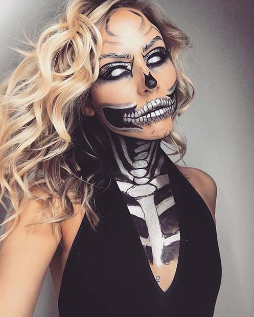डरावना Skeleton Makeup for Best Halloween Makeup Ideas