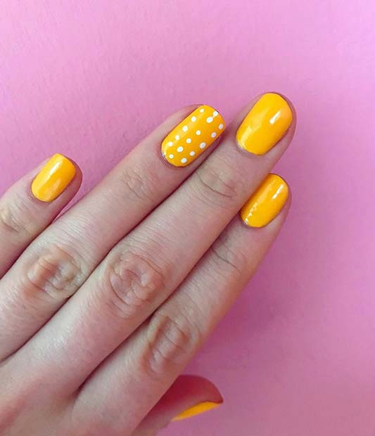 Sarı Polka Dot Nails