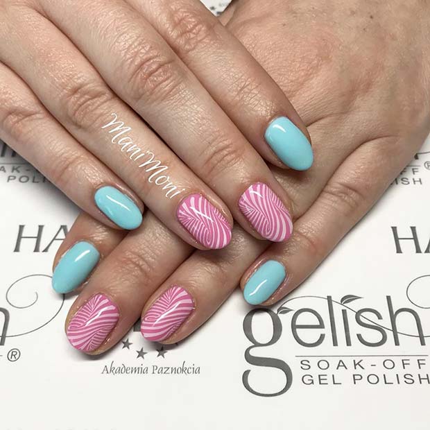 Pastel Pink and Blue Nails