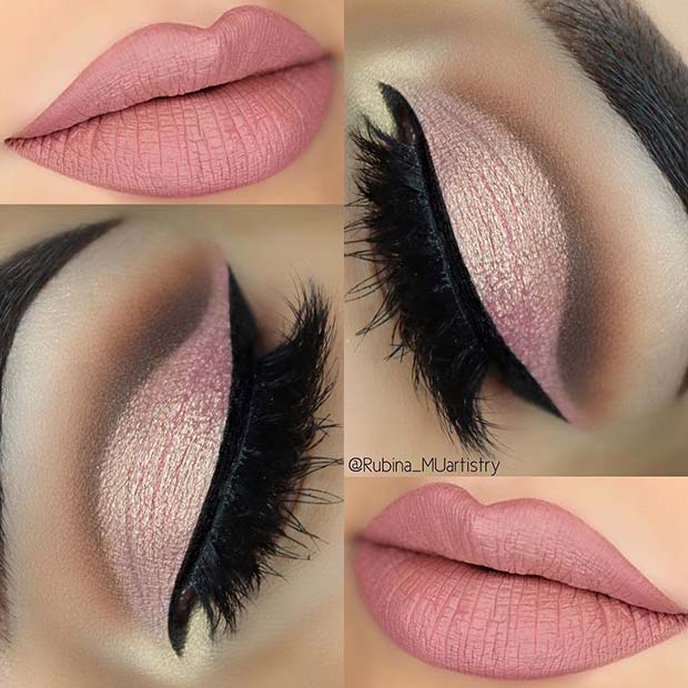 मुलायम Pink Eyes and Lips for Summer Makeup Ideas 