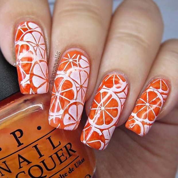 Зести Orange Design for Summer Nail Ideas