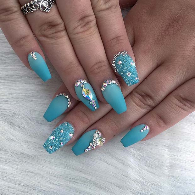 Спаркли Blue Nails for Summer Nails Idea