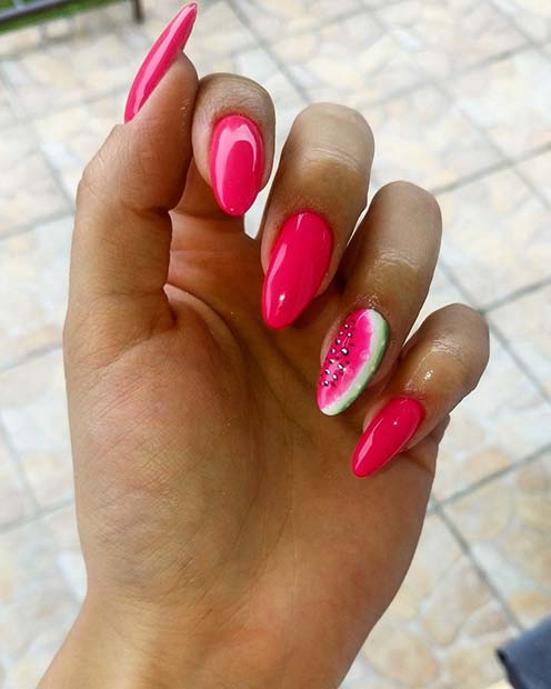 Vattenmelon Accent Nail for Summer Nails Idea