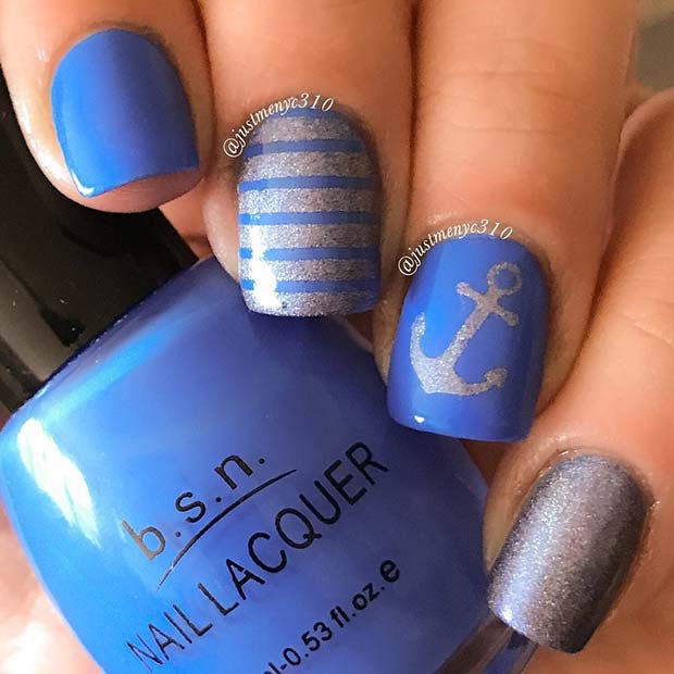 समुद्री Anchor Nail Design for Summer Nails Idea