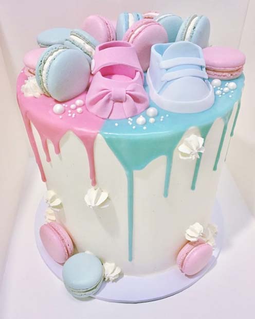 plava and Pink Baby Shower Cake
