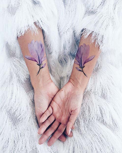 मेल मिलाना Magnolias Tattoo Idea