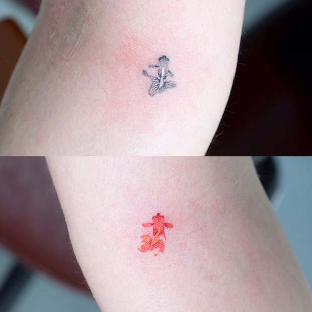 मेल मिलाना Koi Fish Sibling Tattoos 