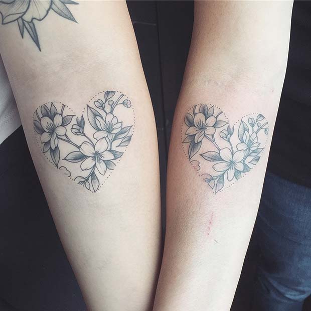 potrivire Heart Tattoos for Siblings 