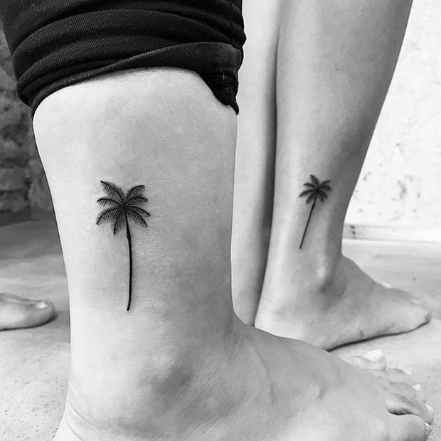 Палма Trees Tattoo Idea for Siblings 