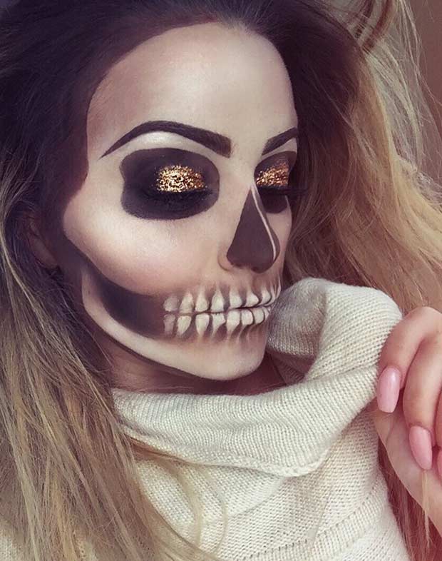 Csontváz Makeup Look for Halloween