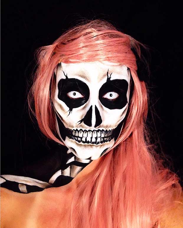 plašljiv Skeleton Makeup for Halloween
