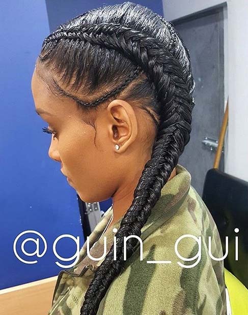2 Cornrows with Small Braids