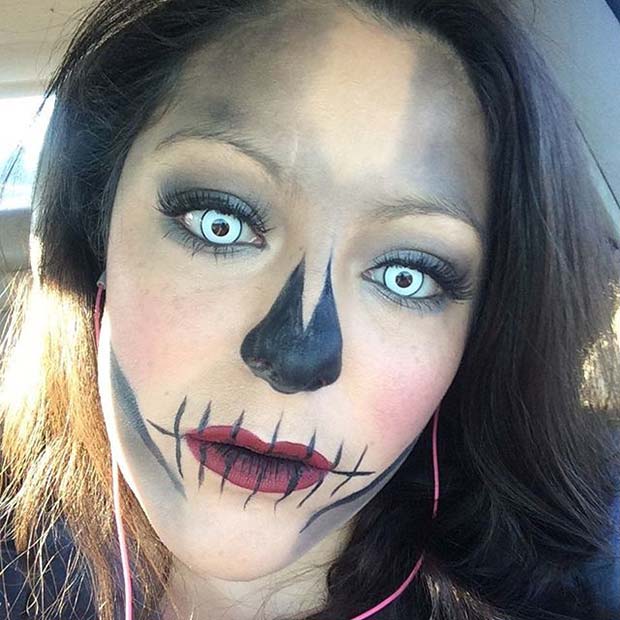 korkutucu Skull Makeup for Easy Halloween Makeup Ideas