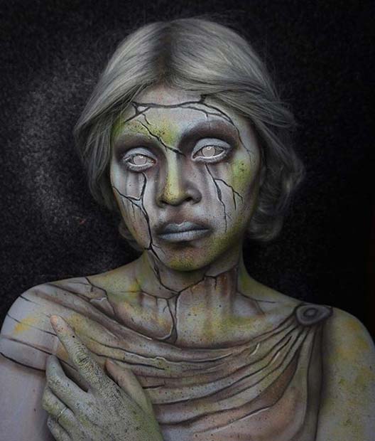 mezar taşı Statue Makeup for Creative DIY Halloween Makeup Ideas
