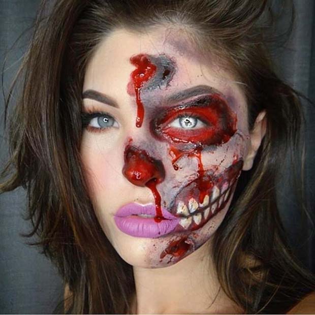 korkutucu Zombie Design for Creative DIY Halloween Makeup Ideas