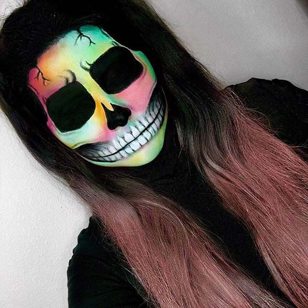 Vibrant Skeleton for Creative DIY Halloween Makeup Ideas