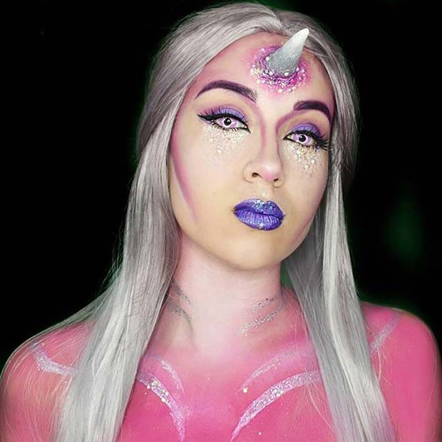 ความคิดสร้างสรรค์ Unicorn Makeup for Creative DIY Halloween Makeup Ideas
