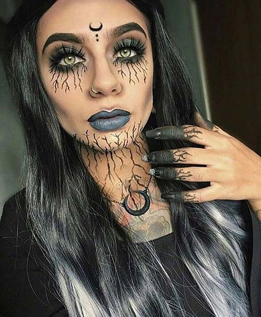 Sötét Witch Makeup for Creative DIY Halloween Makeup Ideas