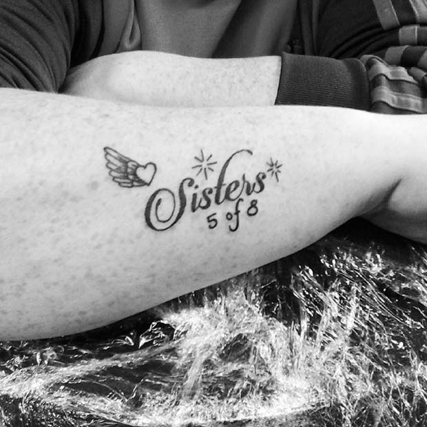 soră Number Arm Tattoo for Sister Tattoos