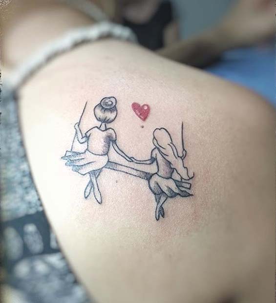 sladak Sisters on a Swing Tattoo for Sister Tattoos