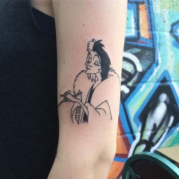 Cruella De Vil Design for Small Disney Tattoo Ideas