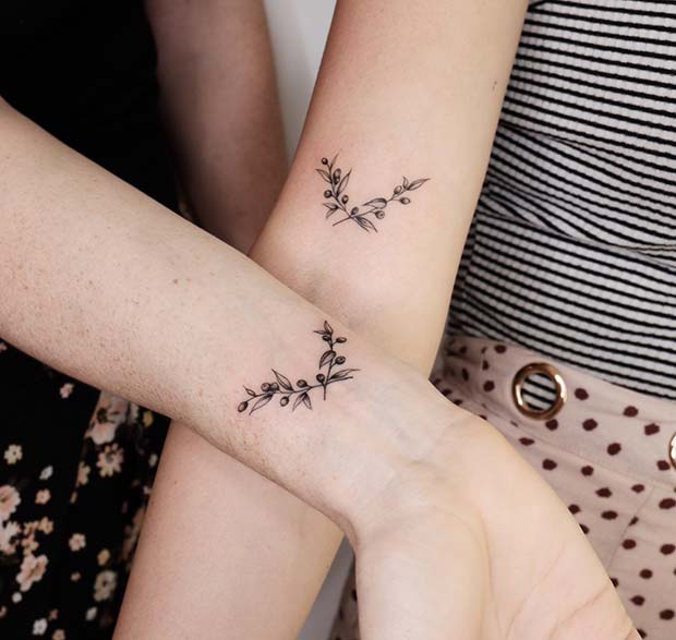 Matching Olive Branch Tattoos 