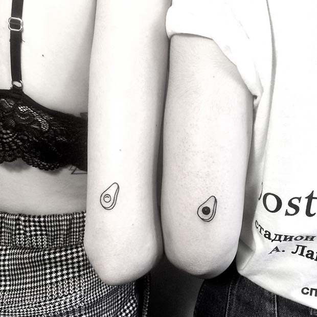 น่ารัก Best Friends Avocado Tattoos 