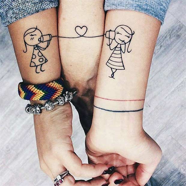 БФФ Tattoo Idea for 3 Friends