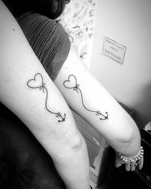 potrivire Anchor and Heart Tattoos for BFFs