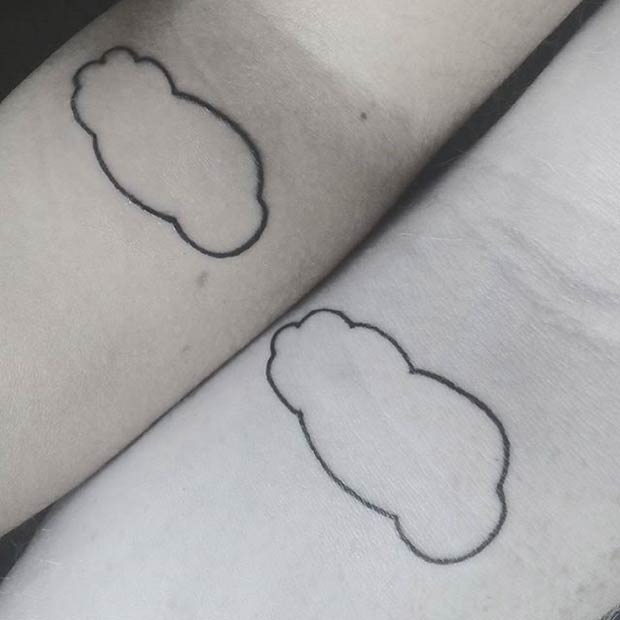 Matching Clouds Couples Tattoo Idea
