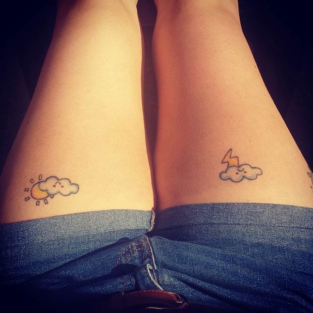 เมฆ Upper Thigh Tattoos for Women