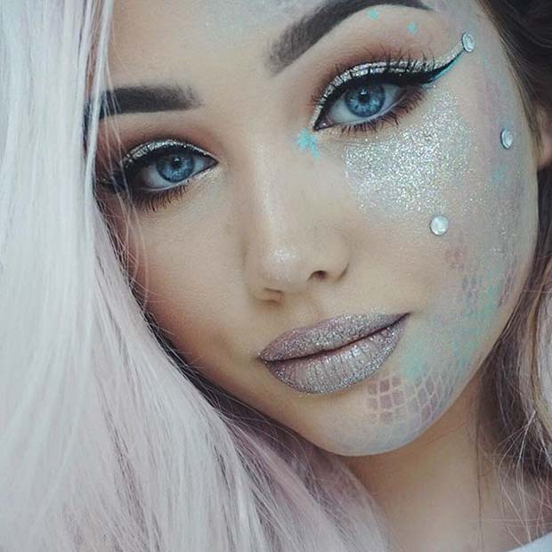 Büyülü Mermaid Makeup for Cute Halloween Makeup Ideas 