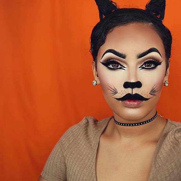 ดุร้าย Feline for Cute Halloween Makeup Ideas
